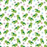 Cute turtle cartoon seamples pattern design vector