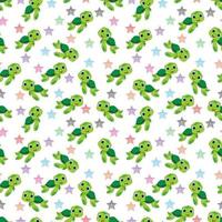 Cute turtle cartoon seamples pattern design vector