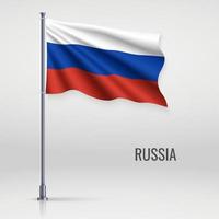 Waving flag on flagpole. vector