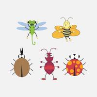 Ilustración de vector simple de dibujos animados lindo insecto