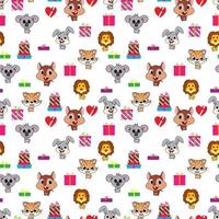 Cute animal cartoon seamples pattern design vector