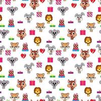 Cute animal cartoon seamples pattern design vector