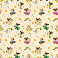 Cute animal cartoon seamples pattern design vector