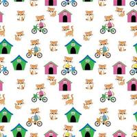 Cute cat cartoon seamples pattern design vector