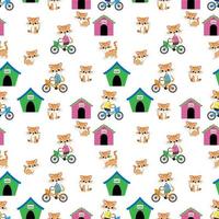 Cute cat cartoon seamples pattern design vector