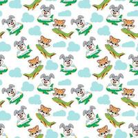 Cute animal cartoon seamples pattern design vector