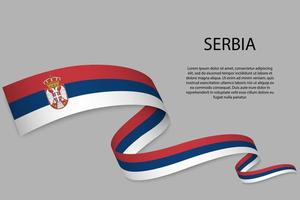 Waving ribbon or banner with flag vector
