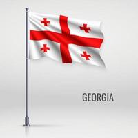 Waving flag on flagpole. vector