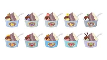 Shaved Ice with Fruit Flavor set. vector