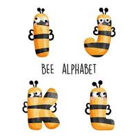 Bee alphabet,bee font. Vector illustration