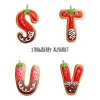 Strawberry alphabet. Vector illustration