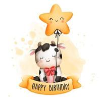 Happy Birthday baby cow. Birthday. Vector illustration