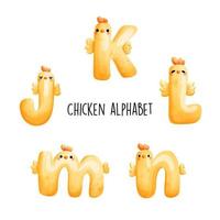 Chicken alphabet. Vector illustration