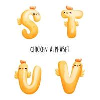 Chicken alphabet. Vector illustration