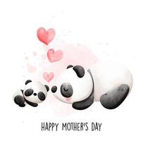 panda de bebé y mamá, ilustración de vector de panda