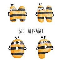 Bee alphabet,bee font. Vector illustration