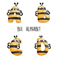 Bee alphabet,bee font. Vector illustration