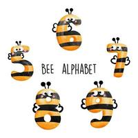 Bee number, honey bee number. Vector illustration