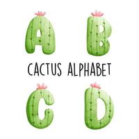 cactus alphabet, cactus letter. Vector illustration