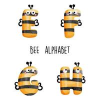 Bee alphabet,bee font. Vector illustration