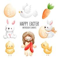 Happy Easter with Jesus and his lamb. Vector illustration