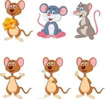 Cartoon funny mouse collection set vector