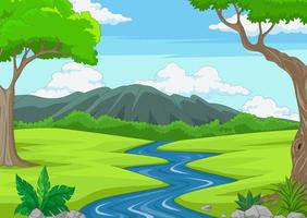 Forest scene with river illustration vector