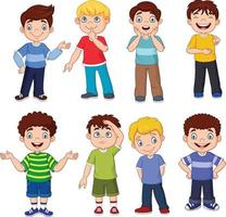 Cartoon kids with different expression vector