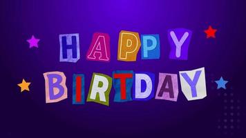 Animated happy birthday ransom note paper cut stop motion colorful video