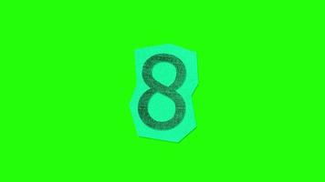 número 8 - papel de animación de nota de rescate cortado en pantalla verde