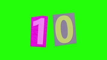 Number 10 - Ransom Note Animation paper cut on green screen video