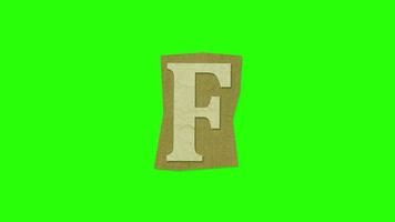 Alphabet F - Ransom Note Animation paper cut on green screen video