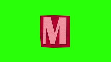 Alphabet M - Ransom Note Animation paper cut on green screen video