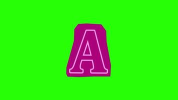 alfabeto a - papel de animación de nota de rescate cortado en pantalla verde