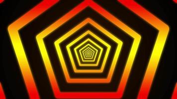 Animation Seamless Infinite Looping Tunnel Pentagon with gradient yellow glowing video