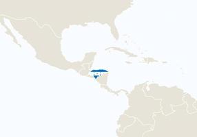 South America with highlighted Honduras map.