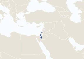 Asia with highlighted Israel map. vector