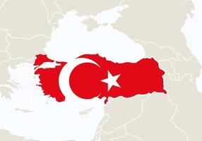 Europe with highlighted Turkey map. vector