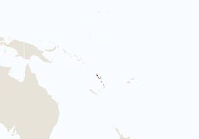 oceanía con mapa de vanuatu resaltado. vector