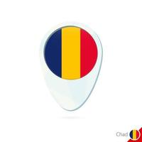 Chad flag location map pin icon on white background. vector