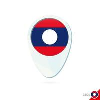 Laos flag location map pin icon on white background. vector