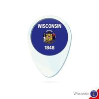 USA State Wisconsin flag location map pin icon on white background. vector