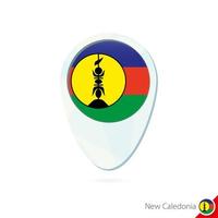 New Caledonia flag location map pin icon on white background. vector