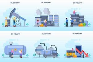 Oil industry and petroleum industry flat style vector