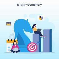 Set bundle Business strategy concept, People are planning, team metaphor, Target achievement, Strategic and tactics chess pieces. Flat vector template style Suitable for Web Landing Pages.