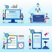 Business goals vector concept, Flat vector template style Suitable for Web Landing Pages.