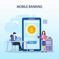 Mobile banking concept illustration vector. vector
