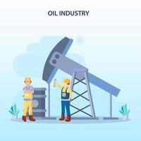 Businessman character looking at declining oil chart price with oil drum and coins flat vector