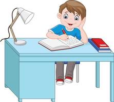 Cartoon little boy studying vector