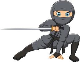 ninja de dibujos animados sosteniendo una espada vector